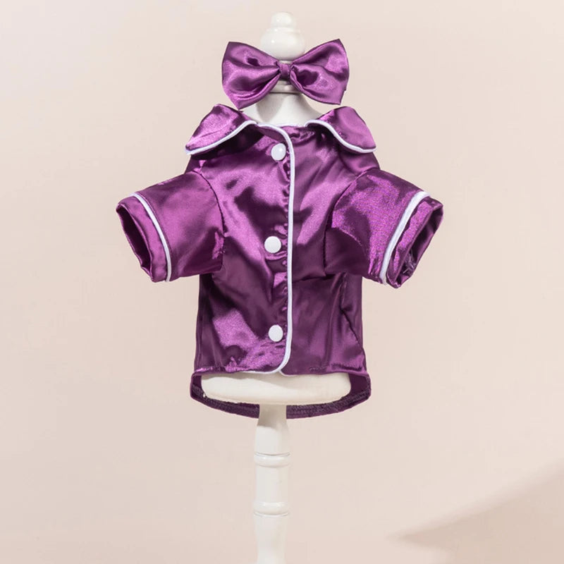 Satin-Look Pet Pajama Shirt with Contrast Piping