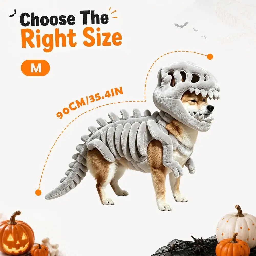 Plush Dinosaur Skeleton Pet Costume