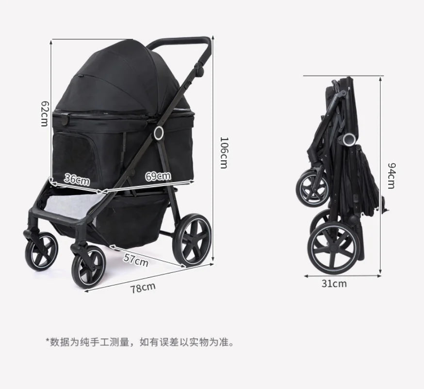 Foldable Pet Stroller for Dogs & Cats
