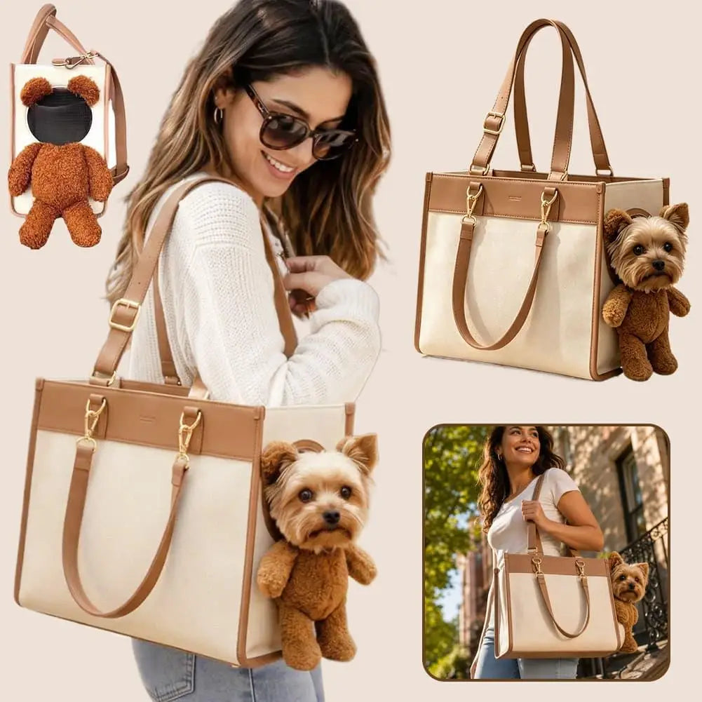 Teddy Bear Pet Carrier Handbag with Adjustable Strap