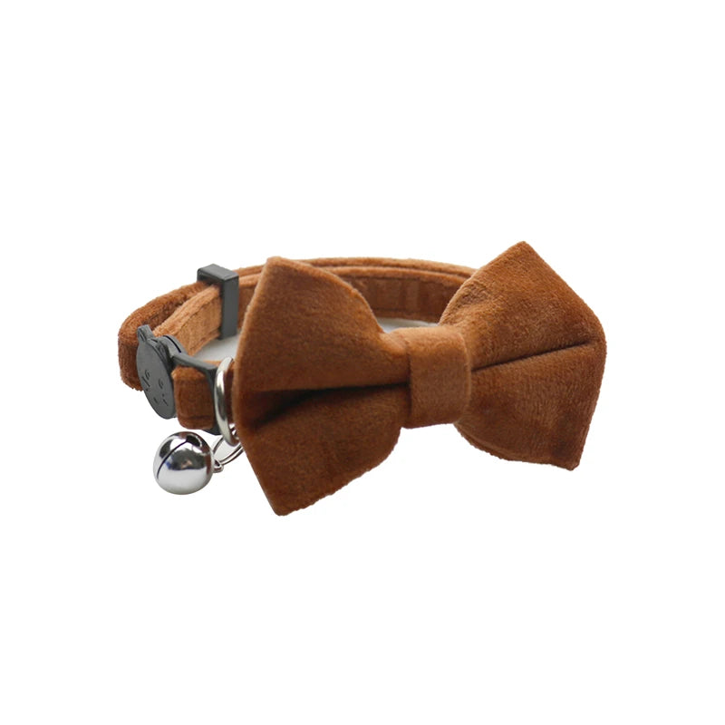 Velvet Bow-Tie Cat Collar with Bell