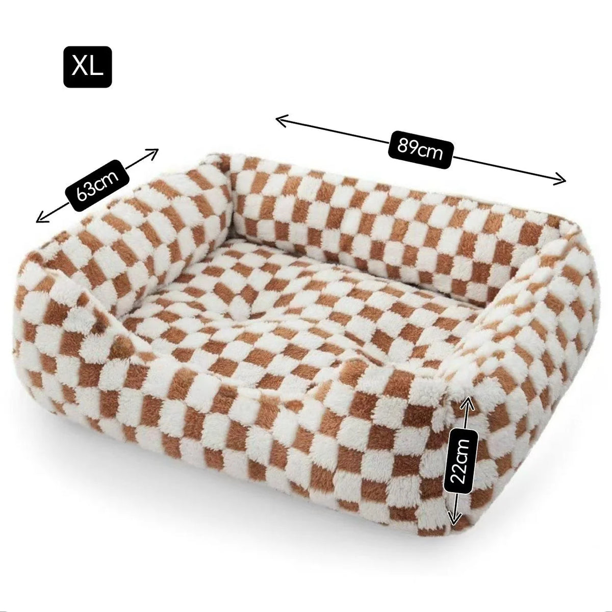 Checkerboard Fleece Bolster Bed for Dogs & Cats