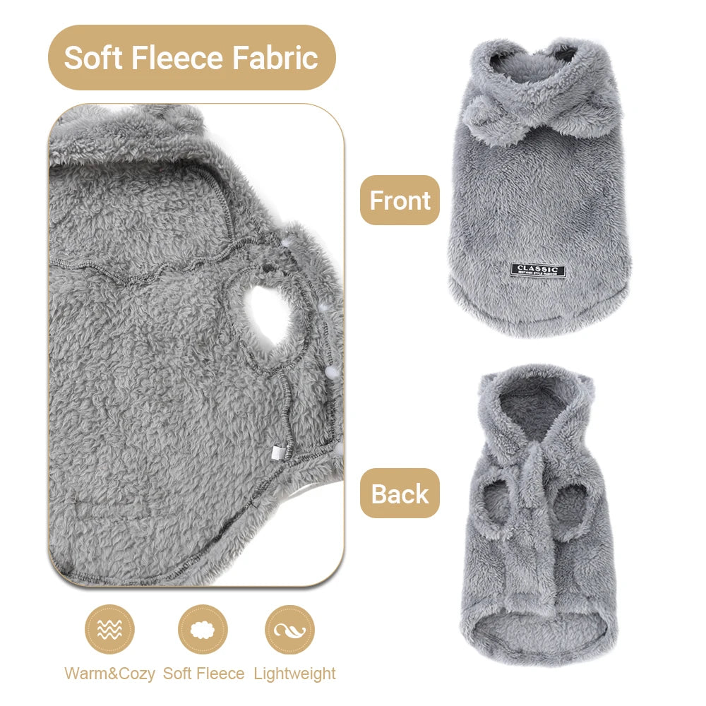 Plush Fleece Pet Hoodie with Bear-Ear Detail