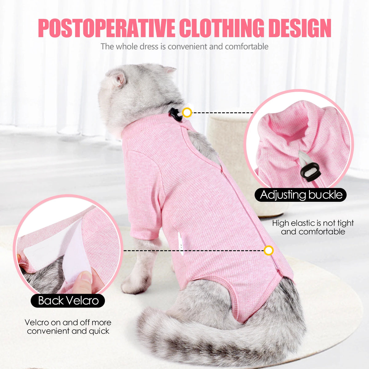 Solid-Color Cat Recovery Suit