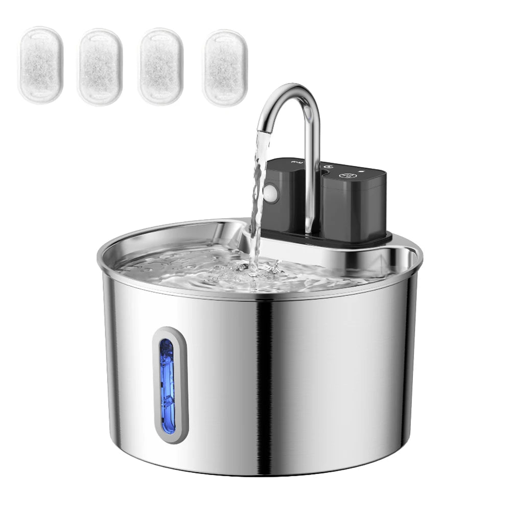 Stainless Steel Motion-Sensor Pet Water Fountain, 2L–2.2L