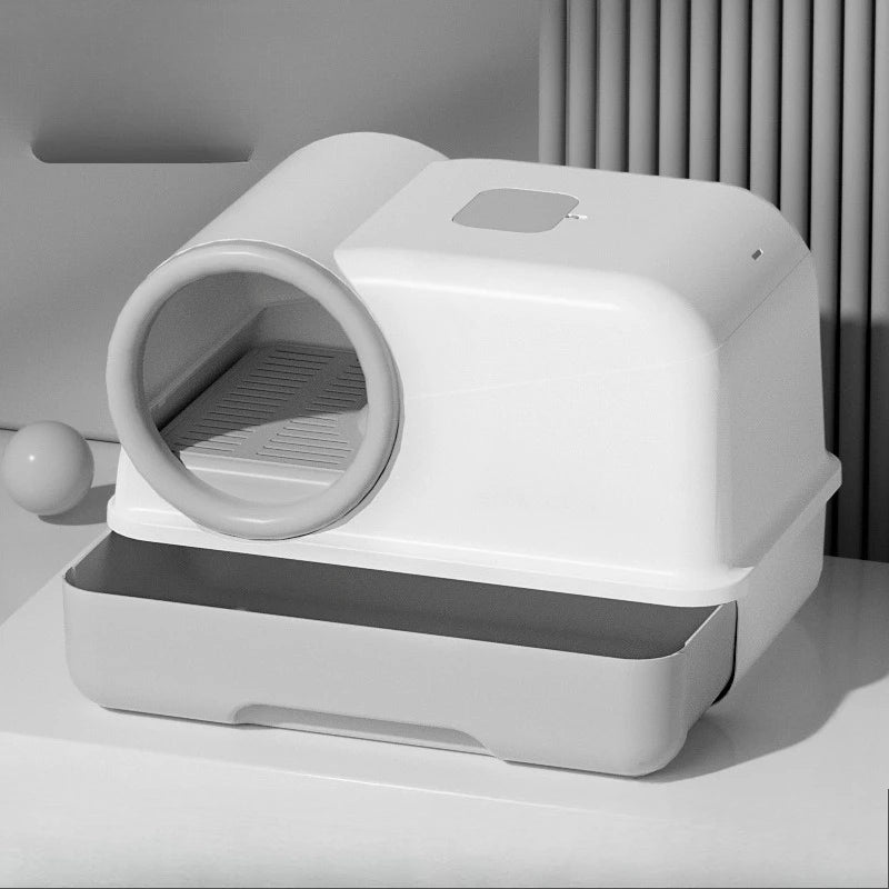 Enclosed Cat Litter Box with Entry Corridor & Drawer