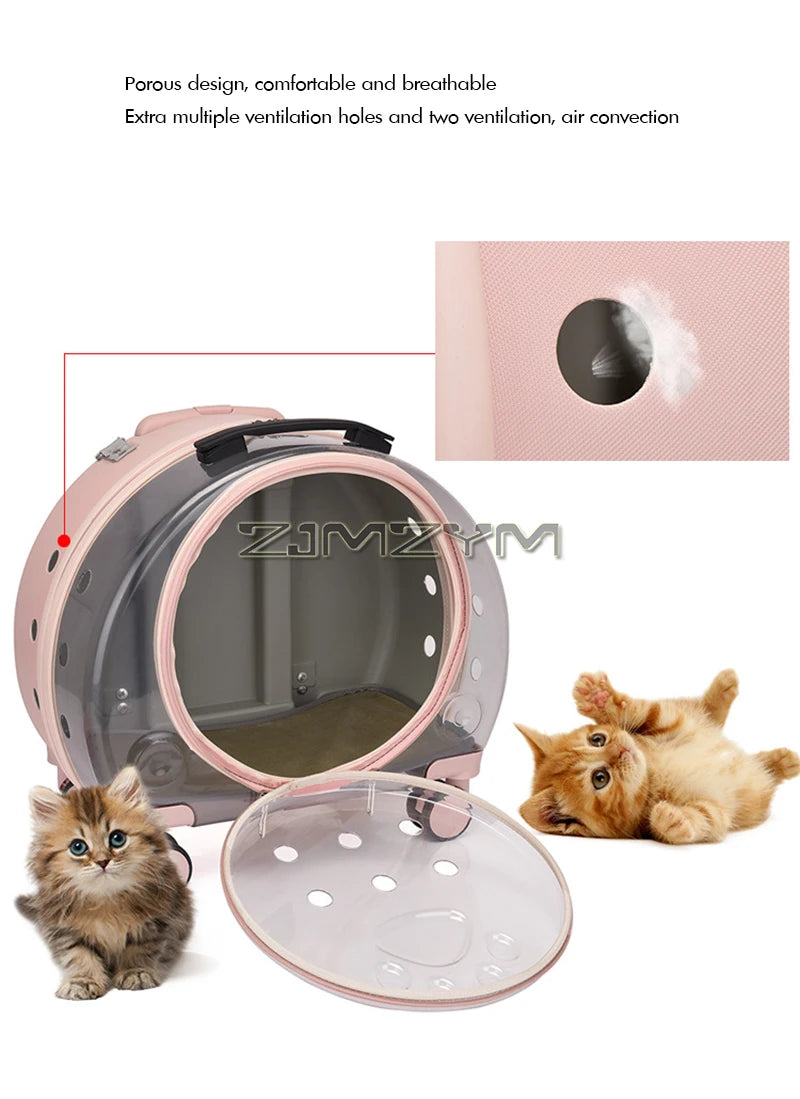 Bubble Pet Carrier Backpack with Wheels & Round Front Opening