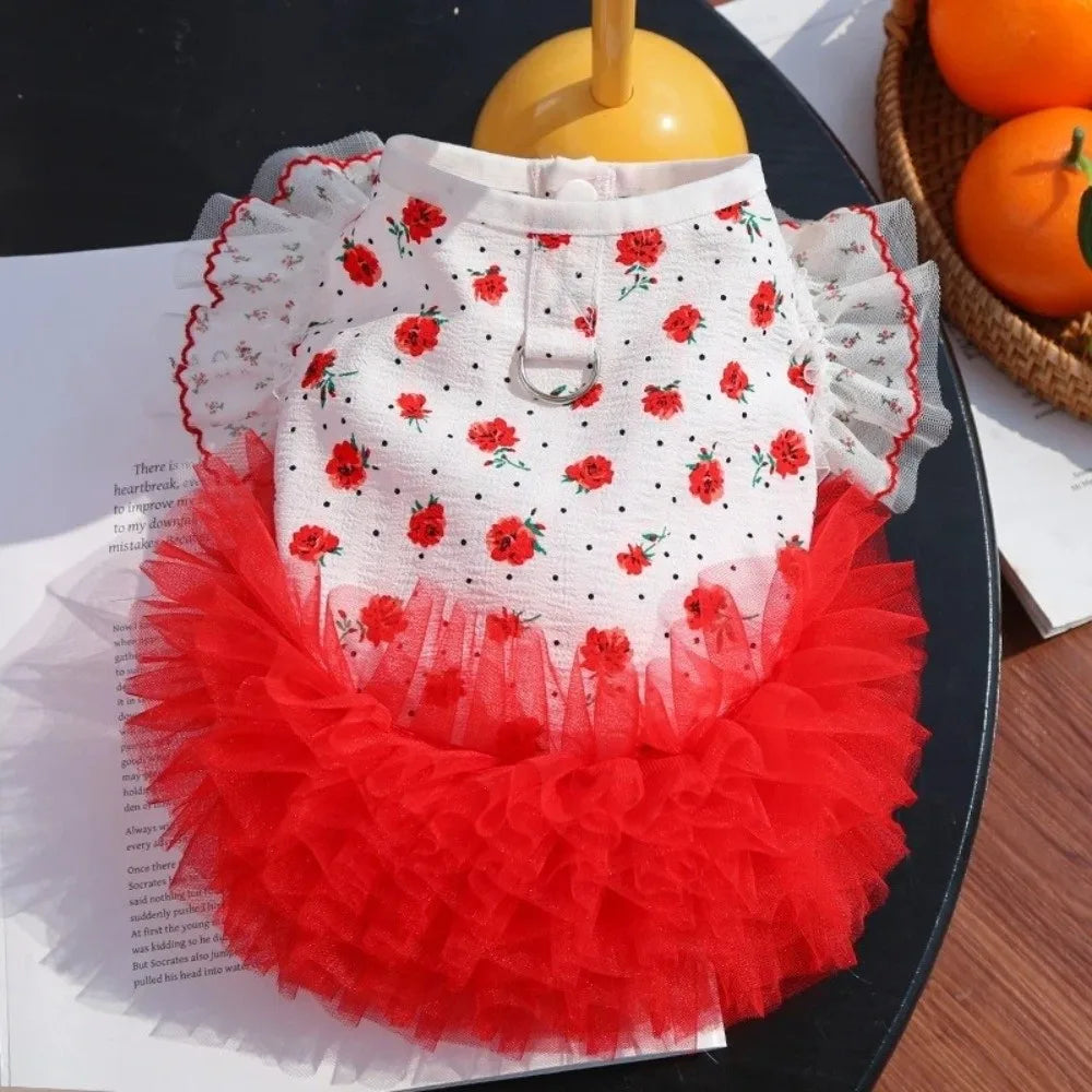 Red Rose Ruffle Cat Dress