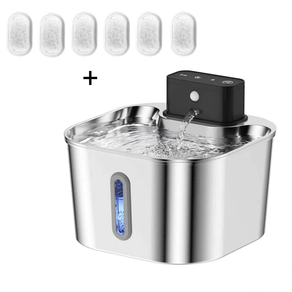 Stainless Steel Motion-Sensor Pet Water Fountain, 2L–2.2L