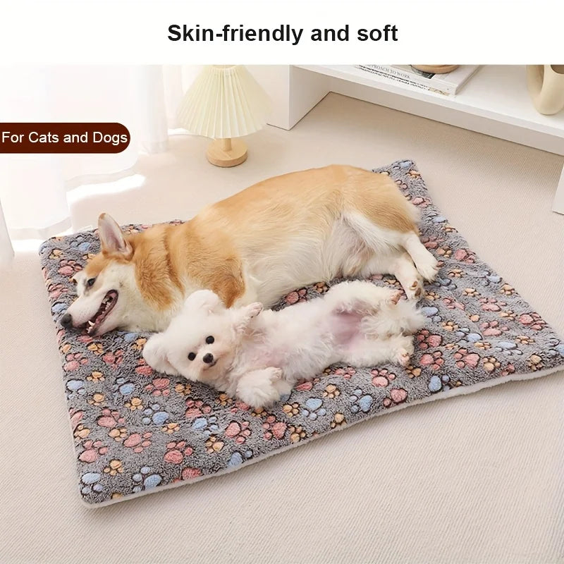 Paw-Print Plush Sleeping Mat for Dogs & Cats