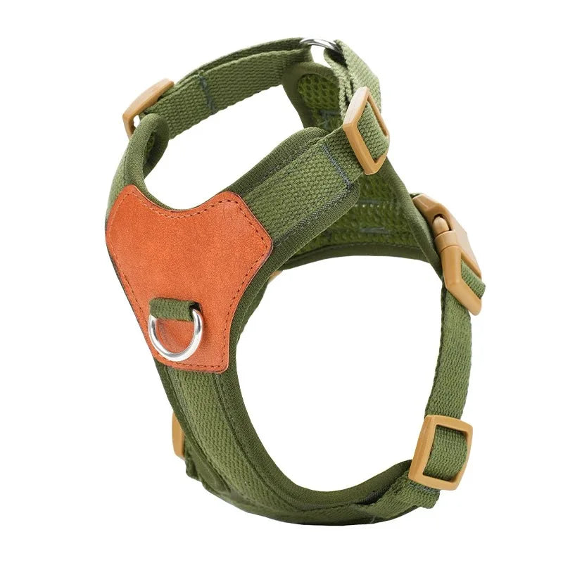 Contrast-Panel Adjustable Mesh Pet Harness