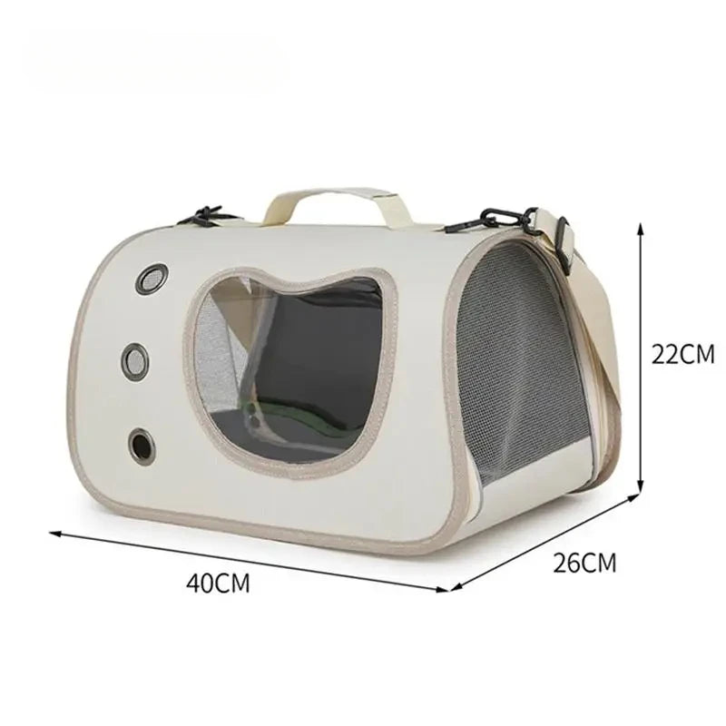 Foldable Oxford Pet Carrier with Crossbody Strap