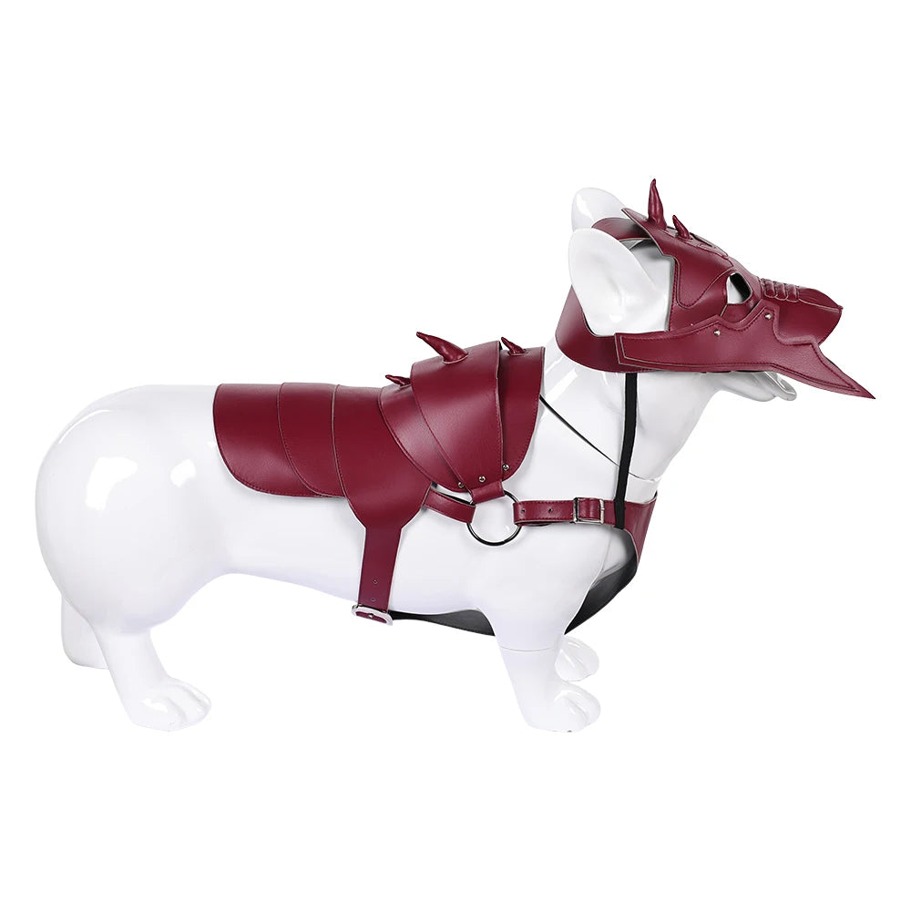 Burgundy Fantasy Armor Pet Costume with Mask