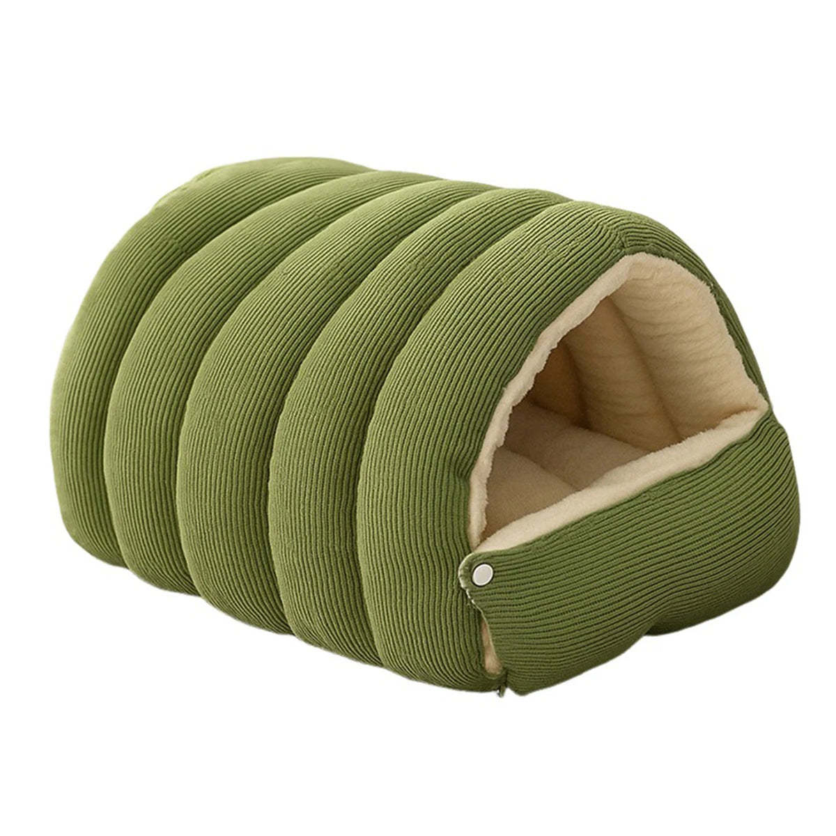 Ribbed Plush Cave Bed for Cats & Small Dogs