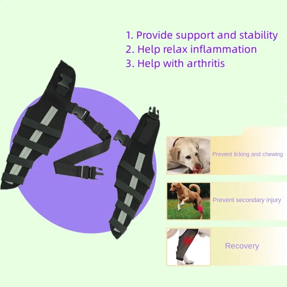 Adjustable Dog Hind-Leg Wraps with Connecting Strap, Pair
