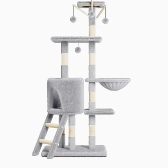 Plush Cat Tree with Condo, Hammock & Scratching Posts