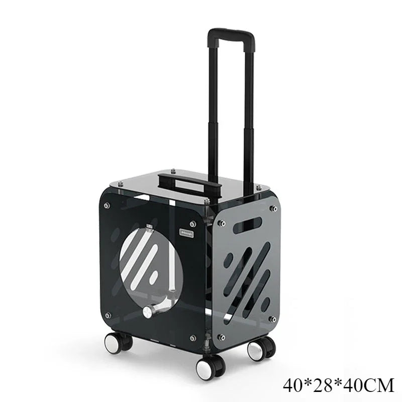 Box-Style Rolling Pet Carrier with Clear Panels