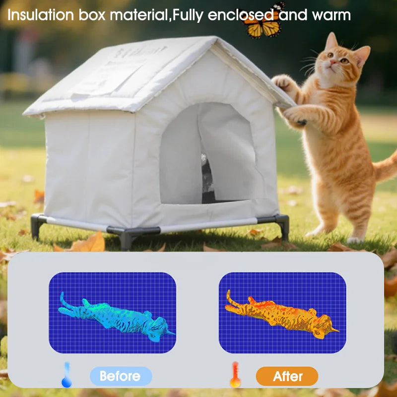 Foldable Cat Shelter with Optional Raised Stand