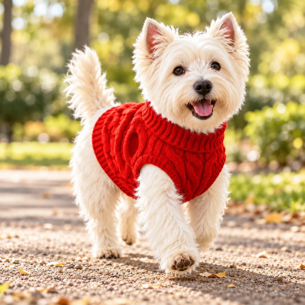 Cable-Knit Pet Sweater with Foldover Turtleneck