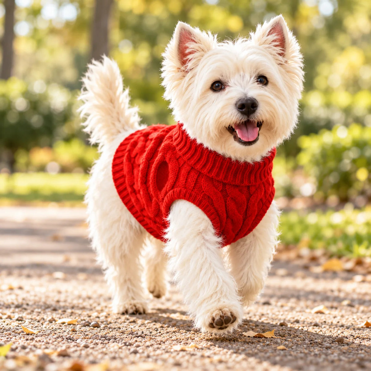 Cable-Knit Pet Sweater with Foldover Turtleneck