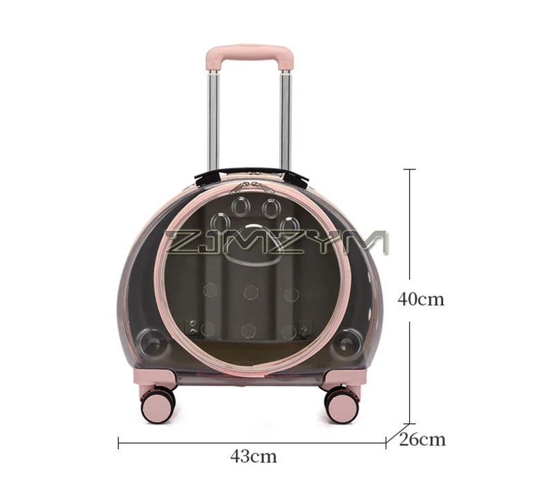 Bubble Pet Carrier Backpack with Wheels & Round Front Opening