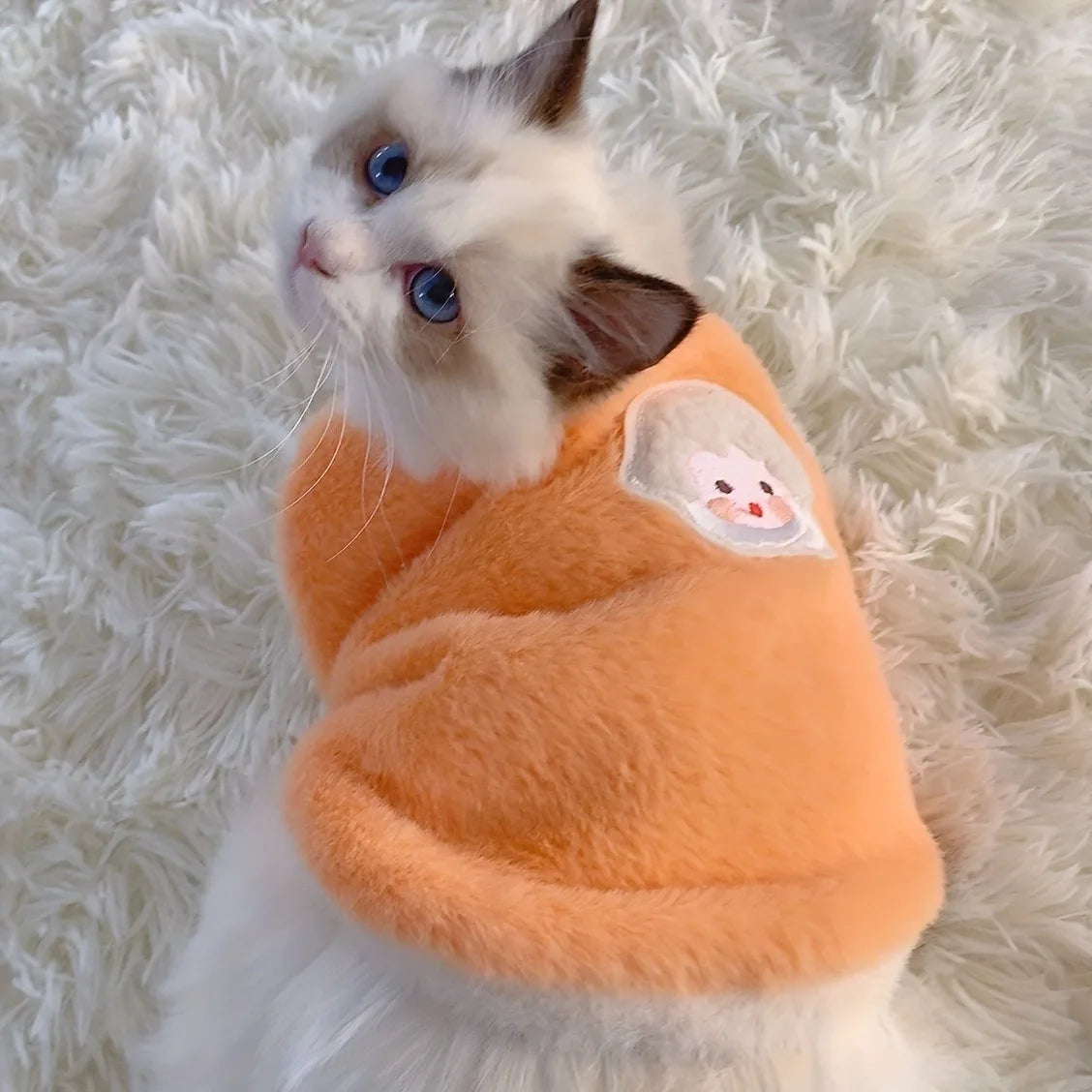 Fluffy Sheep-Patch Cat Vest