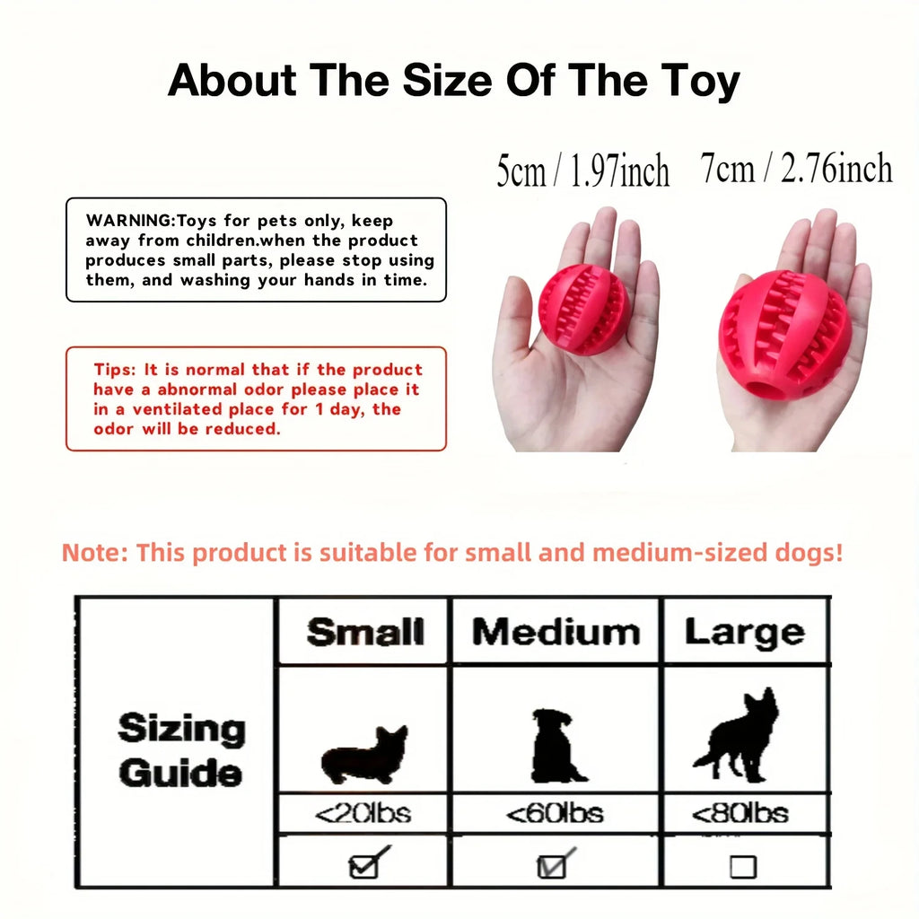Rubber Treat Ball for Dogs in Three Sizes
