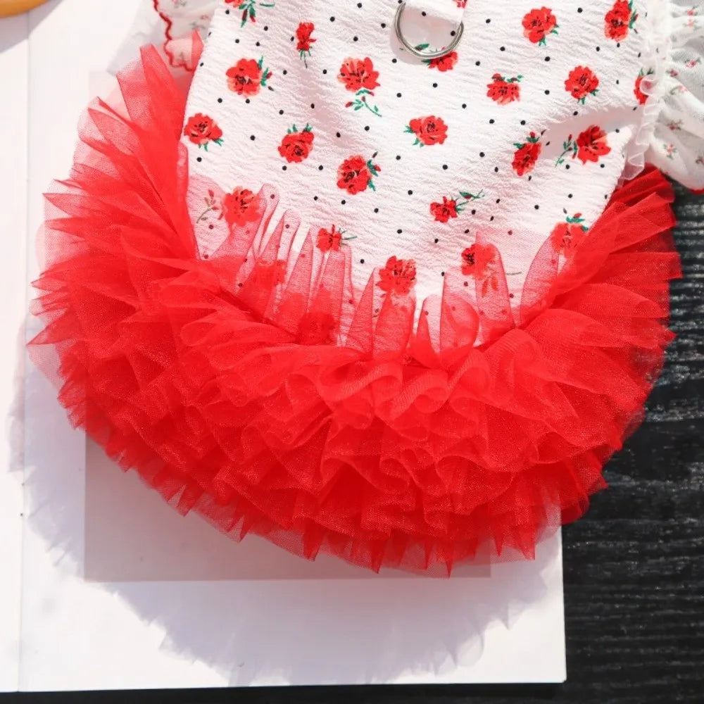 Red Rose Ruffle Cat Dress