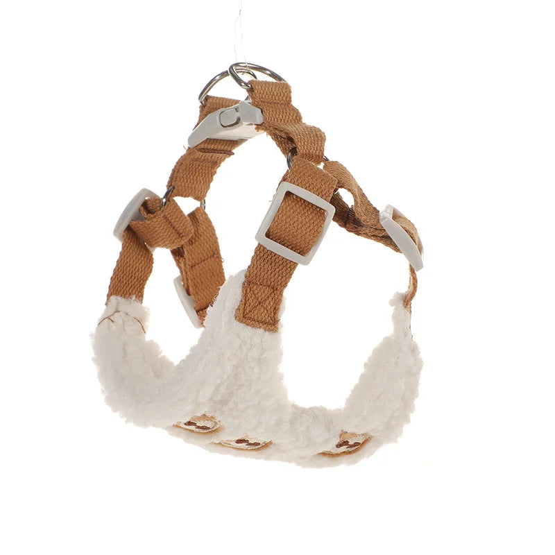 Teddy-Texture Bear Pet Harness & Leash Set