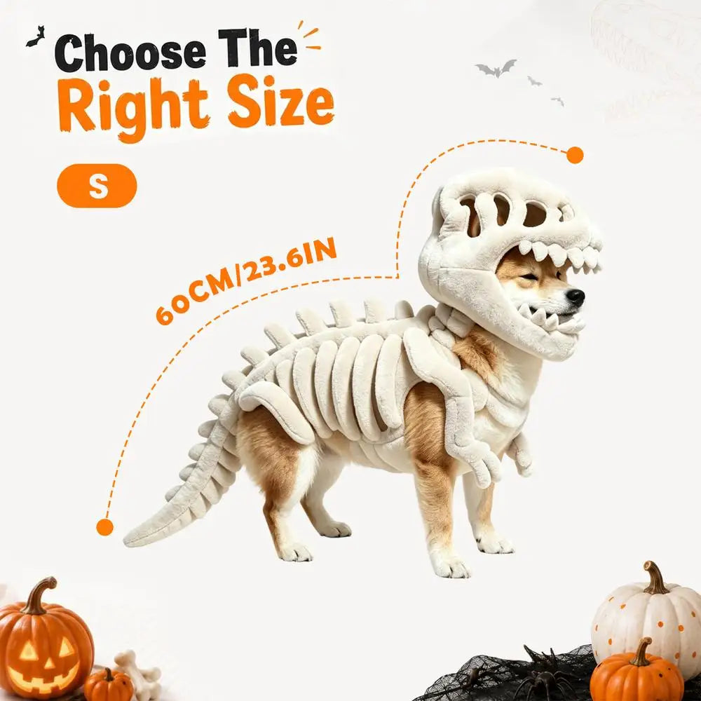 Plush Dinosaur Skeleton Pet Costume
