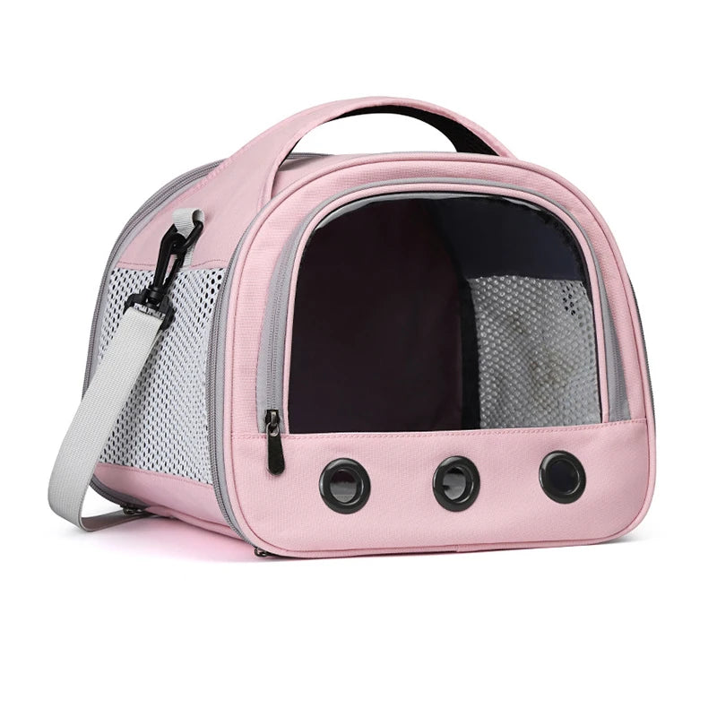 Compact Small-Pet Carrier with Clear Window & Mesh Sides