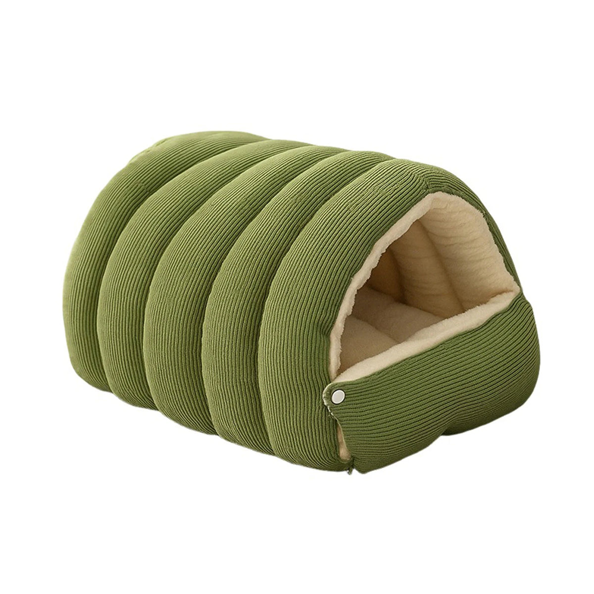 Ribbed Plush Cave Bed for Cats & Small Dogs