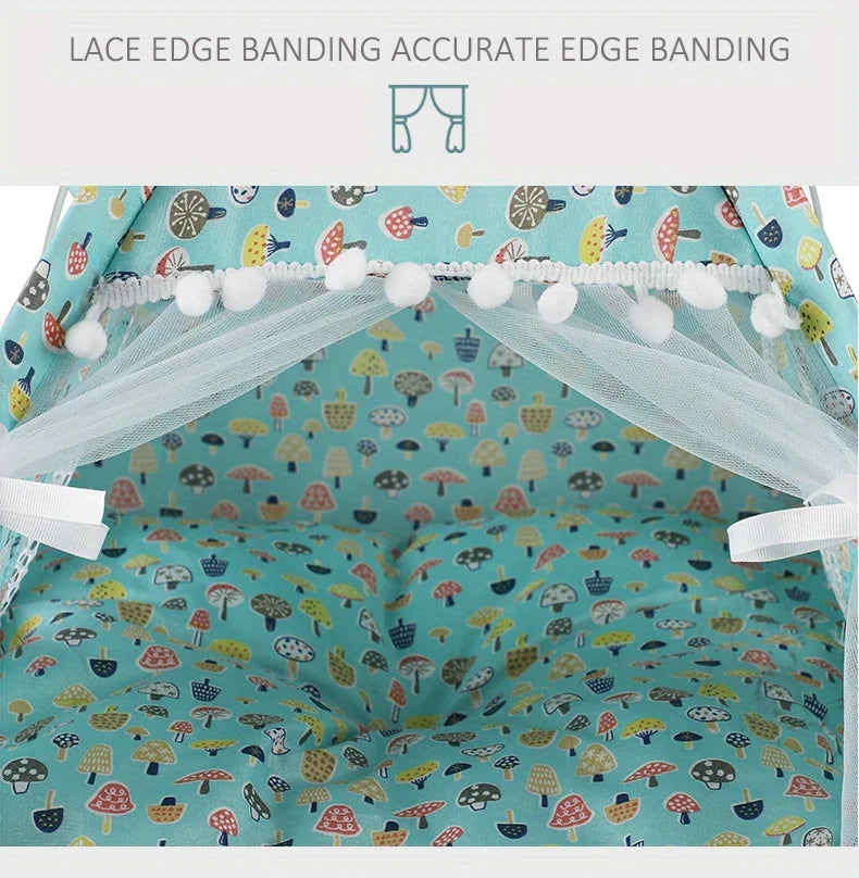 Floral Canopy Tent Bed for Cats & Small Dogs