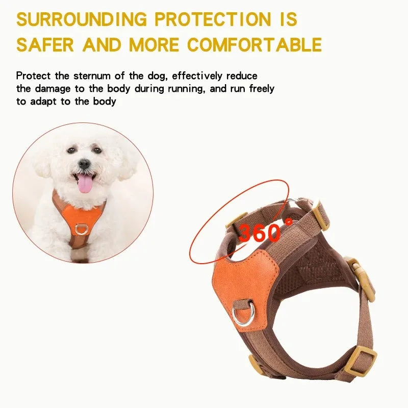 Contrast-Panel Adjustable Mesh Pet Harness