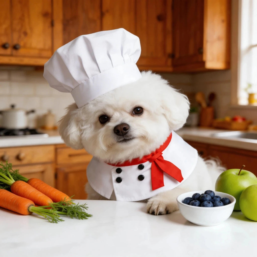 Chef Costume for Cats & Dogs with Red Scarf Detail