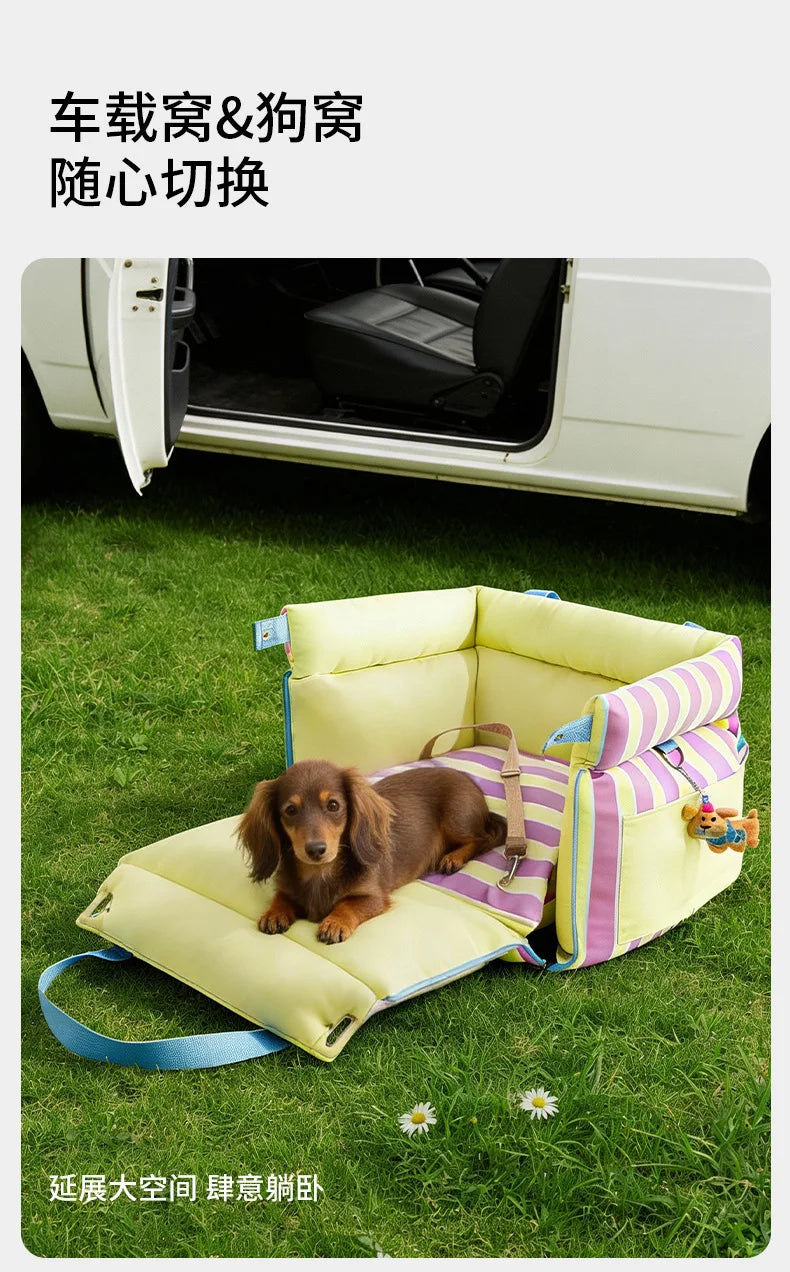 Pastel Pet Travel Bed with Carry Handles & Padded Sides