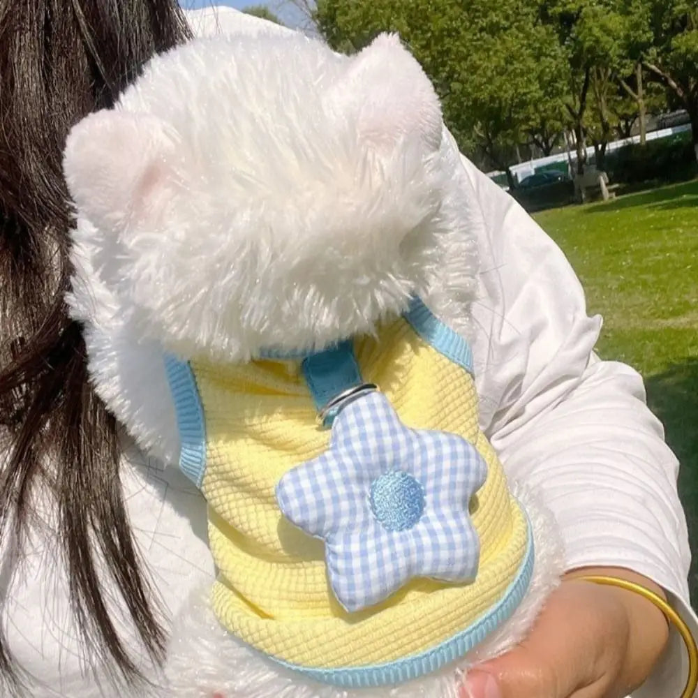 Pastel Pet Vest with Gingham Flower Detail