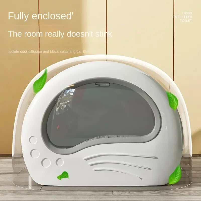 Covered Cat Litter Box with Rounded Front Doorway