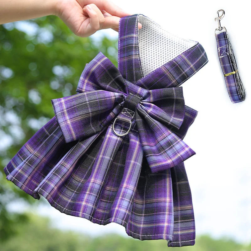 Plaid Pet Dress with Oversized Back Bow
