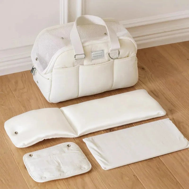 Cotton Pet Carrier Shoulder Bag for Cats & Small Dogs