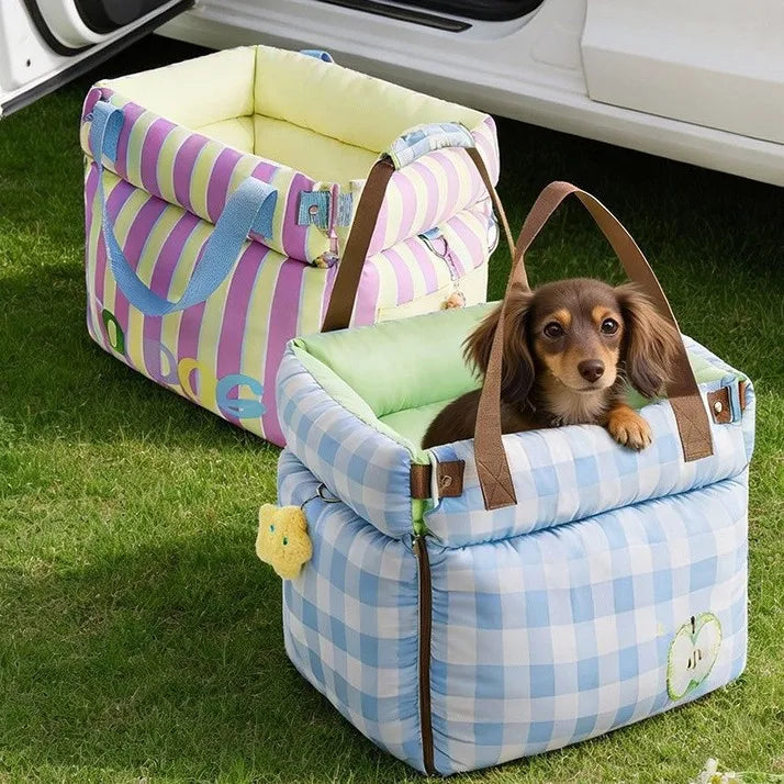Pastel Pet Travel Bed with Carry Handles & Padded Sides