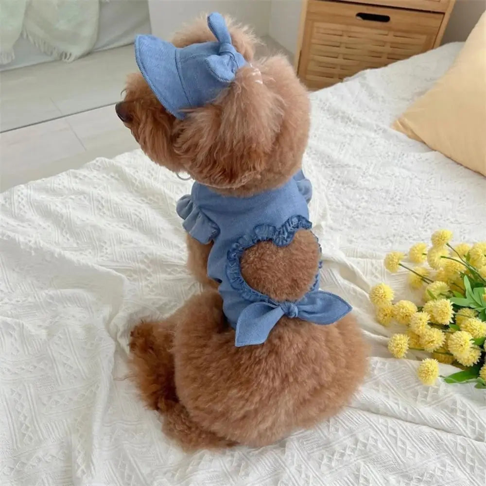 Heart-Cutout Ruffle Pet Top & Matching Hat Set