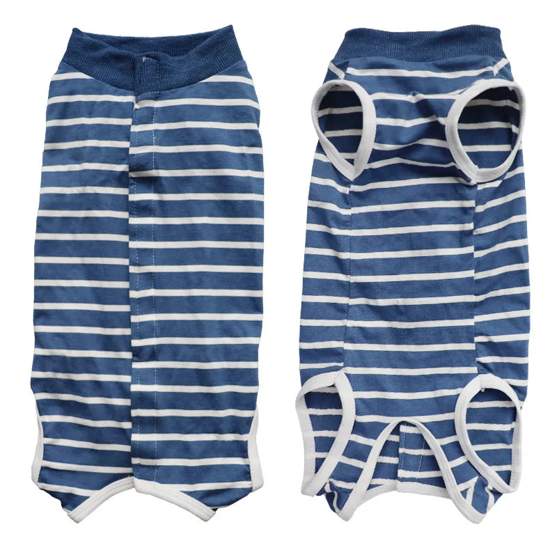 Camouflage & Blue Stripe Cat Recovery Suit