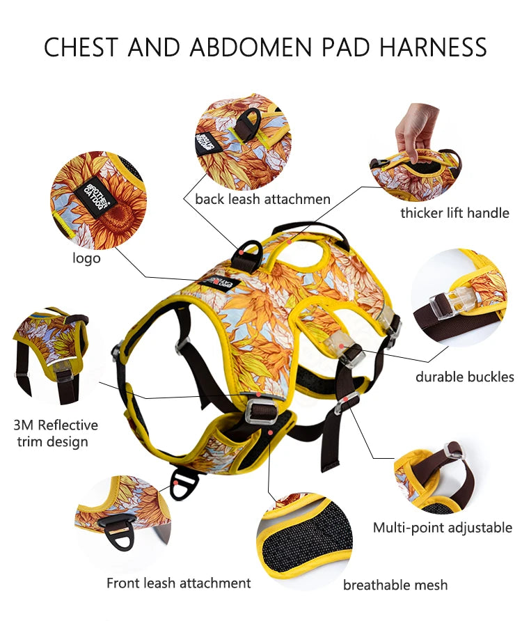 Adjustable Padded Nylon Dog Harness with Reflective Details