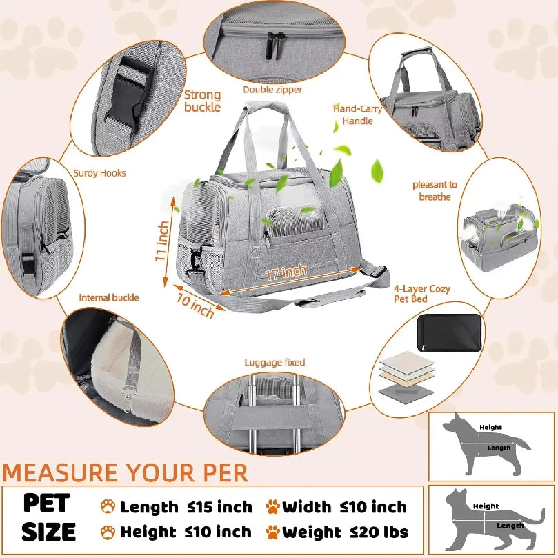 Soft-Sided Pet Carrier with Top Access & Shoulder Strap