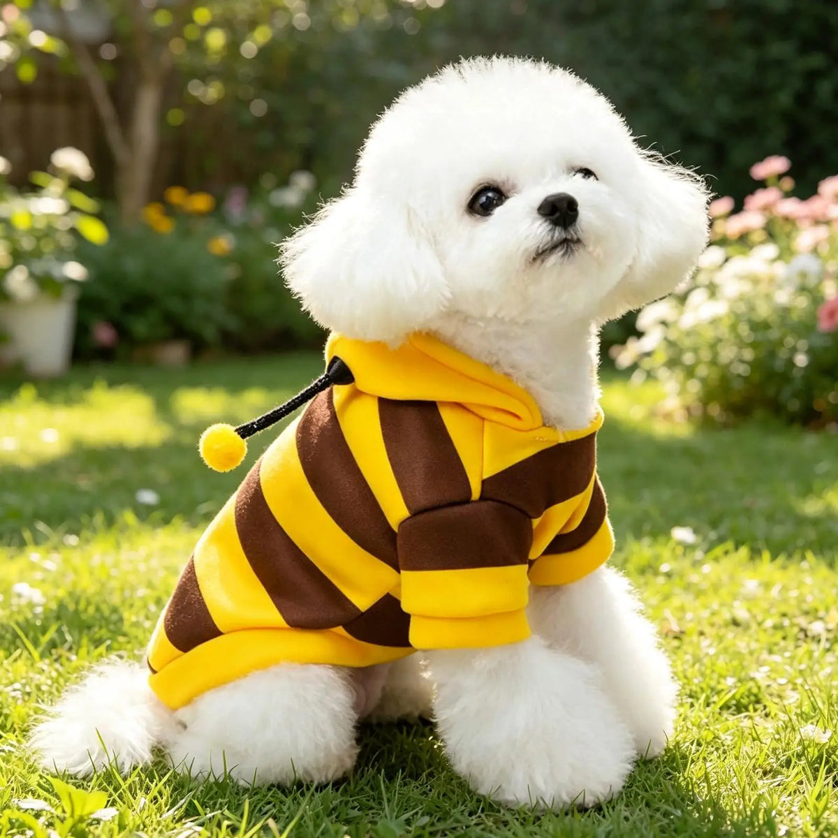 Striped Bee Costume Hoodie for Cats & Small Dogs