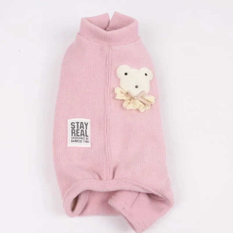 Plush-Lined Pet Jumpsuit with Snap Fastenings