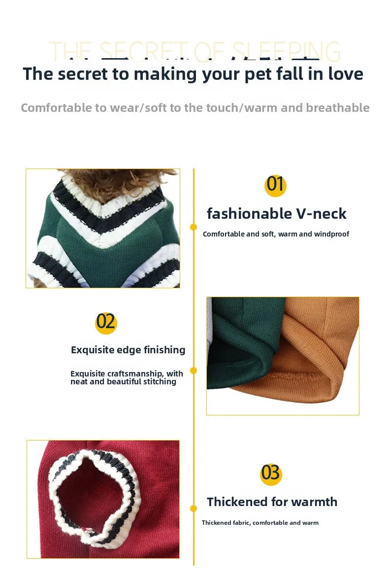 Collegiate Stripe-Trim Pet Sweater