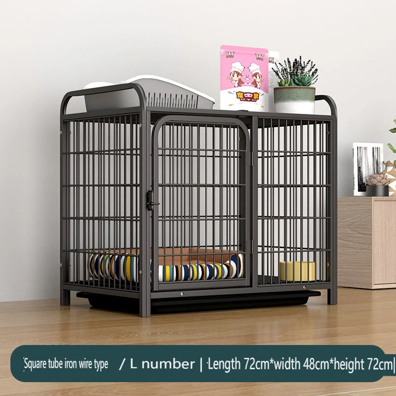Furniture-Style Dog Crate Side Table with Double Doors & Tray