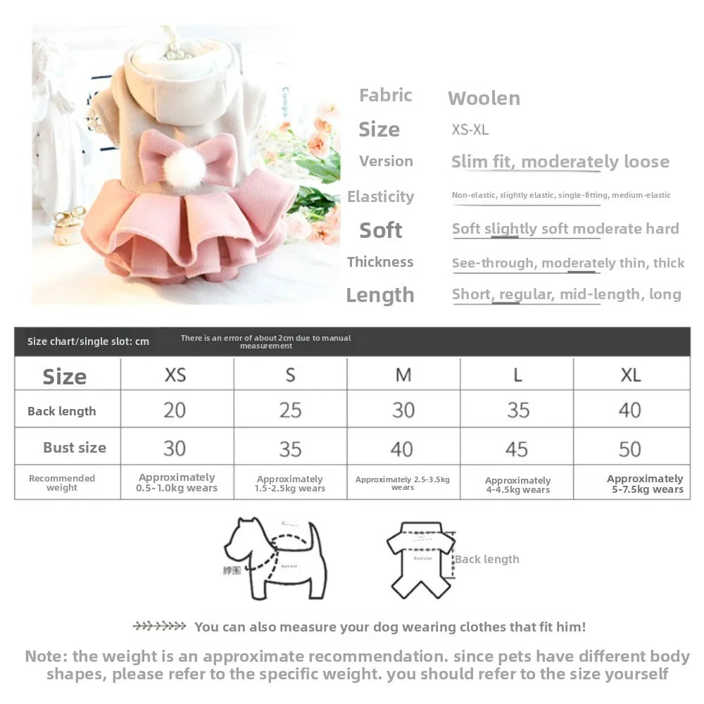 Hooded Pet Dress with Pom-Pom Bow & Tiered Skirt
